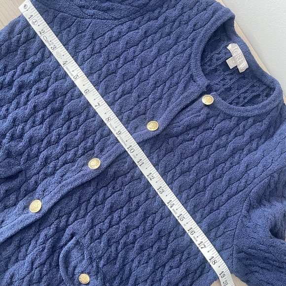 J. Crew | Odette Cable Knit Sweater Lady Jacket in Cotton Blend Boucle Old Money - Picture 9 of 10